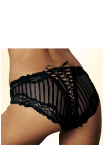 Damen Tangaslip, Petite Fleur Gold, Gr. 36, schwarz, Microtouch, Obermaterial: 90% Polyamid, 10% Elasthan, Unterhosen, mit erotischer Schnürung hinten
