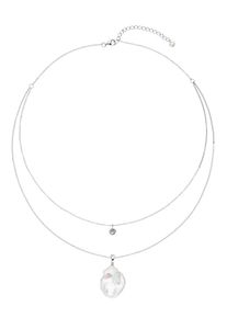 Firetti Damen Kette mit Anhänger "Schmuck Geschenk, Halskette Perle mehrreihig", Silber 925 (Sterlingsilber)-Perlen, L: 50cm, weiß, Silber 925