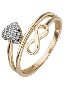 Jobo Damen Fingerring "Herz Unendlichkeit", 56, Gelbgold 333, gold, Gelbgold 333, Fingerringe, 333 Gold mit 18 Zirkonia