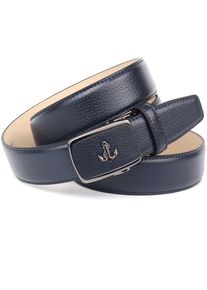 Anthoni Crown Damen Ledergürtel, blau, elegant,klassisch, Gr. 95, unifarben, genarbt, Leder, Gürtel, Ledergürtel mit Anker-Metall-Logo