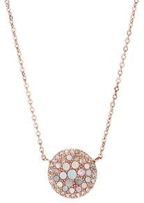 Fossil Damen Kette mit Anhänger "VINTAGE GLITZ, Pearl Disc Pendant, JF03224040, JF01740791", Edelstahl, L: 47cm, rosa, Edelstahl, Halsketten, mit
