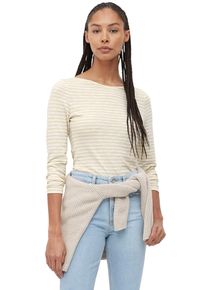 Marc O'Polo MARC O'POLO Damen Langarmshirt, weiß, Basic, Gr. M, geringelt, Jersey, Obermaterial: 100% Baumwolle, Shirts, mit leichtem U-Boot-Ausschnitt