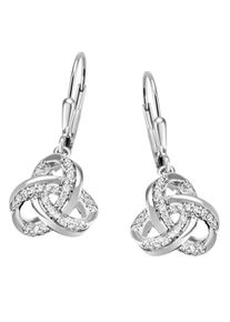 Firetti Damen Paar Ohrhänger "Schmuck Geschenk Silber 925 Ohrschmuck Patentbrisur Knoten Glitzer", Silber 925 (Sterlingsilber), silber, Silber 925