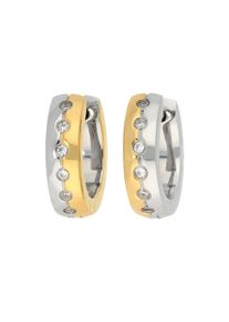 TITANIA Damen Paar Creolen "Titancreolen", Titan, silber, Titan, Ohrringe, bicolor mit Zirkonia