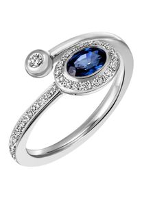 Firetti Damen Fingerring "Schmuck Geschenk Silber 925 Silberring blau glitzernd", 54, Silber 925 (Sterlingsilber), 1,9mm, blau, Silber 925