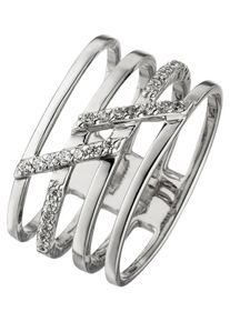 Jobo Damen Silberring, 60, Silber 925 (Sterlingsilber), silber, Silber 925 (Sterlingsilber), Fingerringe, 4-reihig breit 925 Silber mit 28 Zirkonia