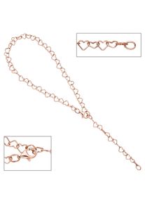 Jobo Damen Fußkette, Silber 925 (Sterlingsilber), rosa, Silber 925 (Sterlingsilber), Fußkettchen, Herz 925 Silber roségold vergoldet 27 cm