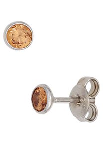 Jobo Damen Paar Ohrstecker, Silber 925 (Sterlingsilber), silber, Silber 925 (Sterlingsilber), Ohrringe, rund 925 Silber mit Zirkonia