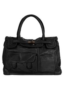 Samantha Look Damen Shopper, schwarz, Leder, unifarben, leicht glänzend, Taschen, echt Leder, Made in Italy
