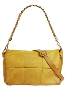 Samantha Look Damen Umhängetasche, gelb, Leder, unifarben, Taschen, echt Leder, Made in Italy