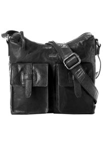 SPIKES & SPARROW Damen Umhängetasche, SPIKES & SPARROW, schwarz, Leder, vintage, Taschen, echt Leder