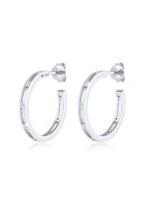 Elli Damen Paar Ohrstecker "Creolen Stecker Zirkonia Viereck 925 Silber", OneSize,mit Steinen, Silber 925 (Sterlingsilber), silber, Silber 925