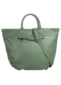 Samantha Look Damen Henkeltasche, grün, Leder, unifarben, leicht glänzend, Taschen, echt Leder, Made in Italy