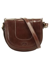 Pike PIKÉ Damen Umhängetasche, braun, Leder, glänzend, beschichtet, Taschen, echt Leder, Made in Italy