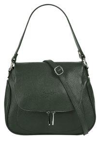 Samantha Look Damen Umhängetasche, grün, Leder, unifarben, leicht glänzend, Taschen, echt Leder, Made in Italy