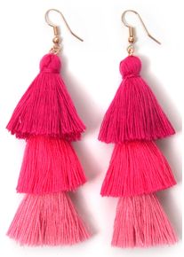 Firetti Damen Paar Ohrhaken "Quaste, pinkmix, trendig", Metall-Baumwolle, rosa, Metall, Baumwolle, Ohrringe