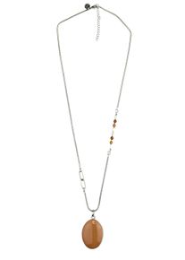 Damen Lange Kette "Amelie", braun, Basic, Collezione Alessandro, Metall, Halsketten, mit ovalem Anhänger