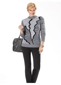 Classic Basics Damen Stehkragenpullover "Pullover", schwarz-weiß, Gr. 38, gemustert, mehrfarbig, 78% Polyacryl, 22% Polyester, Pullover