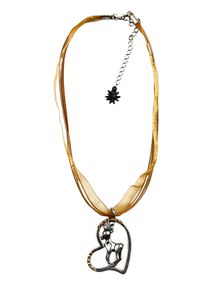 Allgäu Rebell ALLGÄU REBELL Damen Kette mit Anhänger "Resi", braun, Basic, Metall, Halsketten, mit Organzaband