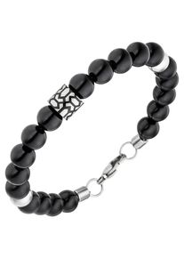 Jobo Herren Armband, Edelstahl, silber, Edelstahl, Armbänder, Edelstahl mit Onyx 21 cm