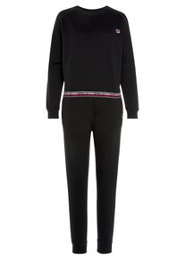 Fila Damen Pyjama, Gr. M, schwarz, Obermaterial: 100% Baumwolle, unifarben, casual, Homewear-Sets
