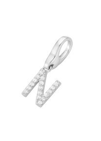 Damen Charm Buchstabe "Buchstabe N, Zirkonia Steine, Silber 925", weiß, Giorgio Martello MILANO, Silber 925 (Sterlingsilber), Charms