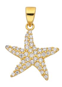 Adelia´s ADELIA ́S Damen Ketten-Anhänger "333 Gold Anhänger Seestern mit Zirkonia", Gelbgold 333, gold, Gelbgold 333, Schmuckanhänger, 333 Gold mit Zirkonia