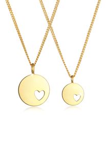 Elli Damen Schmuckset "Plättchen Herz Liebe Mutter Tochter 925 Silber", OneSize, gold, Silber 925 (Sterlingsilber), Schmuck-Sets