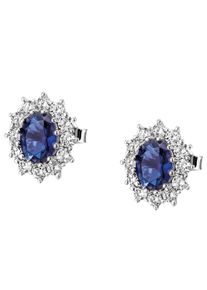 Firetti Damen Paar Ohrstecker "Schmuck Geschenk Silber 925 Ohrschmuck Lady D Glitzer", Silber 925 (Sterlingsilber), blau, Silber 925
