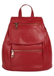 Samantha Look Cityrucksack, rot, Rindsleder, Leder, beschichtet, leicht glänzend, klassisch, Rucksäcke, echt Leder, Made in Italy