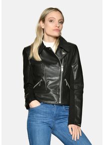 Maze Damen Lederjacke "42020138", schwarz, Gr. L, Obermaterial 85% Lammleder, 14% Baumwolle, 1% Elasthan, Innenfutter: 100% Baumwolle, Jacken