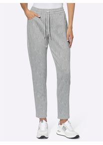 Heine Damen Jogger Pants, blau, Gr. 36, gemustert, 65% Polyester, 28% Viskose, 6% metallisierte Fasern, 1% Elasthan, Hosen
