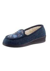 Schawos Damen Hausschuh, Gr. 37, blau, Textil, Schuhe