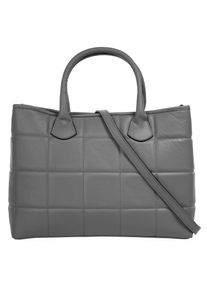 CLUTY Damen Henkeltasche, grau, Leder, unifarben, Taschen, echt Leder, Made in Italy