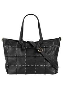 Samantha Look Damen Shopper, schwarz, Leder, unifarben, leicht glänzend, Taschen, echt Leder, Made in Italy