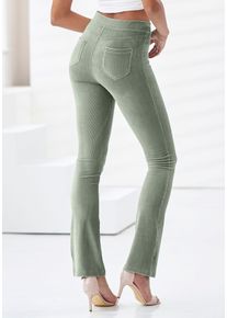 Lascana Damen Jazzpants, Gr. 36, grün, Cord, Obermaterial: 97% Polyester, 3% Elasthan, casual, Hosen, aus weichem Material in Cord-Optik, Loungewear