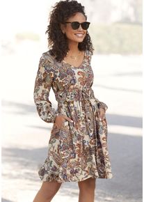 Vivance Damen Druckkleid, bunt, modisch, Gr. 38, bedruckt, Paisley, Web, Obermaterial: 100% Viskose, Kleider, mit Paisleydruck und Taschen,