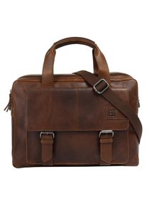 Bodenschatz Damen Aktentasche, braun, Leder, unifarben, leicht glänzend, Taschen, echt Leder