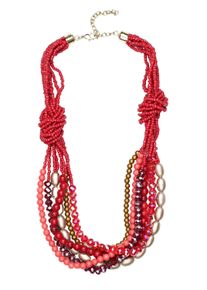 Damen Kette mit Anhänger "Nele", rot, Basic, Collezione Alessandro, Glas, Halsketten, aus vielen verschiedenen Perlen