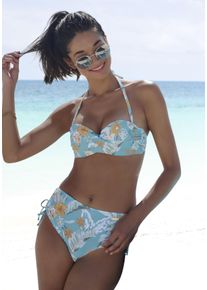 Sunseeker Damen Bügel-Bandeau-Bikini-Top "Suva", blau, Gr. 36, floral, Microfaser, Polyamid, Bikini-Oberteile, mit floralem Design