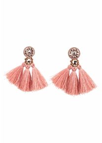 Firetti Damen Paar Ohrstecker "mit langen Quasten im Hippie-Look", Materialmix, rosa, Materialmix, Ohrringe, mit Glasstein - mit Acrylperle