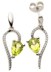Firetti Damen Paar Ohrstecker "Schmuck Geschenk Gold 333 Ohrschmuck Farbstein Edelstein", 0,12 ct P2 = erkennbare Einschlüsse, Weißgold