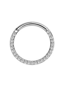 Adelia´s ADELIA ́S Damen Dehnschnecke "Piercing Ohrpiercing", silber, modisch, Chirurgiestahl, Piercings, Steinkranz mit klaren gefassten Steinen in 1,2 mm