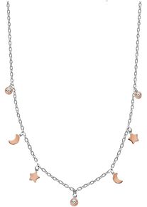 Firetti Damen Kette mit Anhänger "Schmuck Geschenk Silber 925 Halsschmuck Bicolor Sonne Mond Stern", Silber 925 (Sterlingsilber), L: 45cm B: 1,2mm,