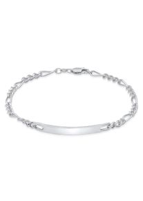 Kuzzoi Herren Armband "Herren ID Platte Figaro Klassisch 925 Silber", 21cm, ohne Stein, Silber 925 (Sterlingsilber), silber, Silber 925