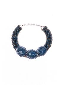 Damen Statementkette "Ragna", blau, Basic, Collezione Alessandro, Glas, Halsketten, geschliffene Glasperlen
