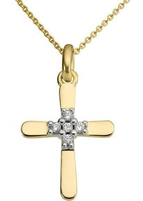 Firetti Damen Ketten-Anhänger "Schmuck Geschenk Gold 333 Halsschmuck Anhänger für Kette Kreuz", 0,04 ct, Gelbgold 333-Diamanten, 0,55 g, gold,