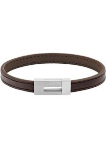 Calvin Klein Herren Lederarmband "CK EXPOSED, 35100020, 35100021", Leder-Edelstahl, silber, Leder, Edelstahl, Armbänder
