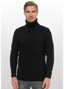 Rusty Neal Herren Rollkragenpullover, schwarz, casual, Gr. XXL, unifarben, 70% Polyacryl, 30% Baumwolle, Pullover, in modischem Design