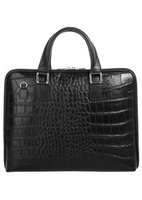 CLUTY Damen Aktentasche, schwarz, Leder, glänzend, Taschen, echt Leder, Made in Italy